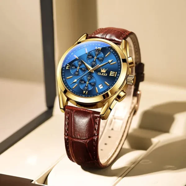Oleves Leather Blue Dialer Model C343 - Image 5