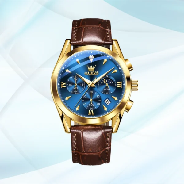 Oleves Leather Blue Dialer Model C343 - Image 4