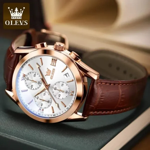 Oleves Leather White Dialer Model C343 - Image 6