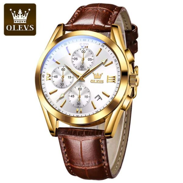 Oleves Leather White Dialer Model C343 - Image 5