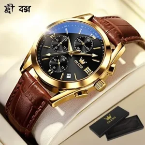 Oleves Leather Black Dialer Model C343