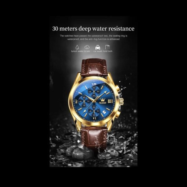 Oleves Leather Blue Dialer Model C343 - Image 2
