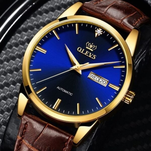 Luxury Leather Luminous Hand Watch Brown Blue - Watch For Men - Image 2
