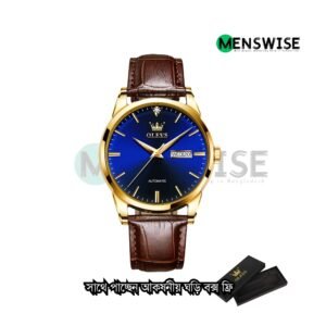 Luxury Leather Luminous Hand Watch Brown Blue - Watch For Men